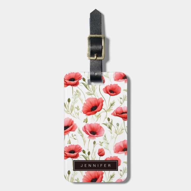 Poppy Flower Luggage Tag (Front Vertical)