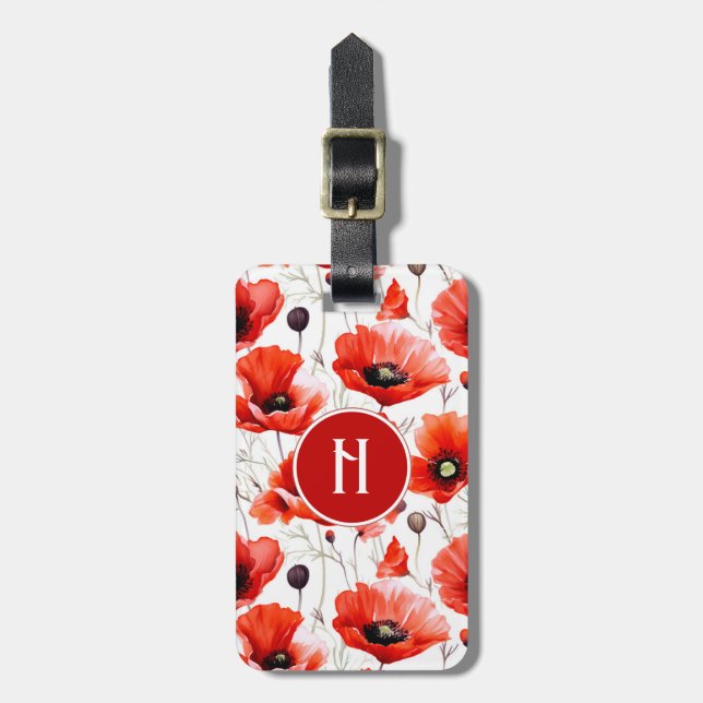 Poppy Flower Luggage Tag (Front Vertical)