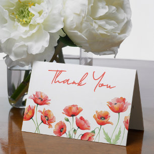 Poppy Flower Orange Spring Baby Shower Thank You Card