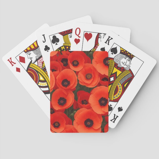 Poppy flower pattern playing cards (Back)