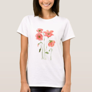 Poppy flower pattern T-shirt