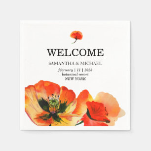 Poppy Flower Red Classic Wedding Napkin