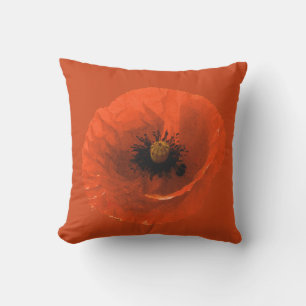 Poppy Flower Red Floral Colourful Abstract Custom Cushion