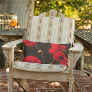 Poppy Flower Red Floral Watercolor Effect Abstract Lumbar Cushion