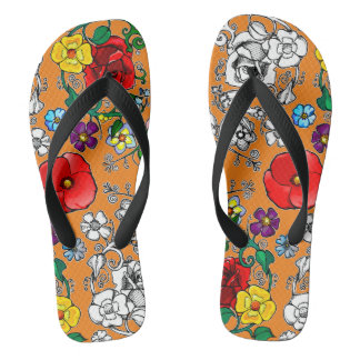 Poppy Flower Rug Slippers Thongs