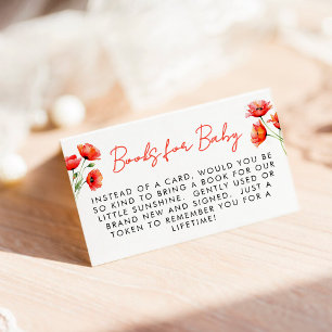 Poppy Flower Spring Baby Shower Book Request Enclosure Card