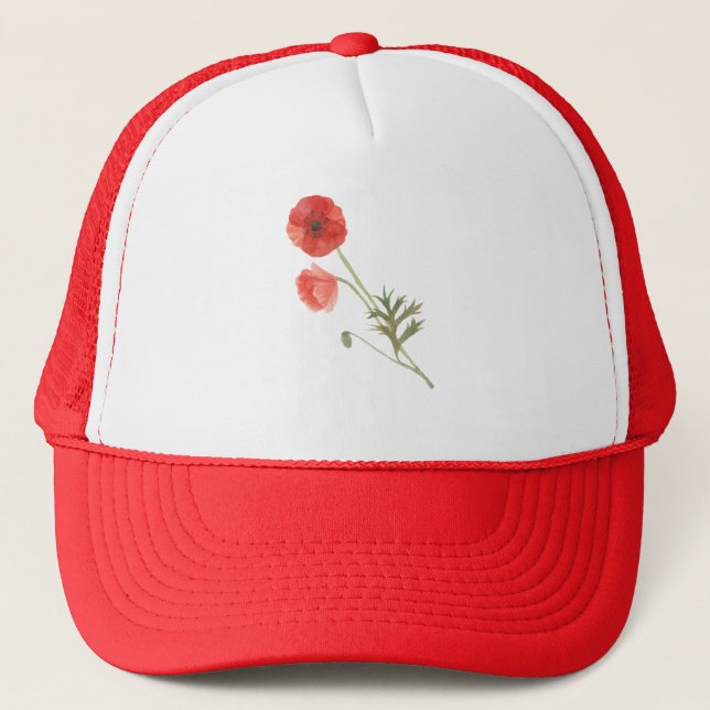 Poppy Flower Trucker Hat (Front)