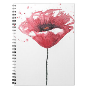 Poppy flower, watercolor notebook