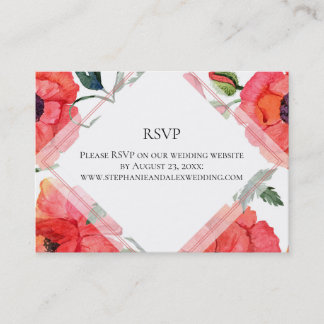 Poppy Flower Watercolor Red Floral RSVP Reply Card