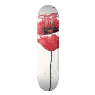 Poppy flower, watercolor skateboard