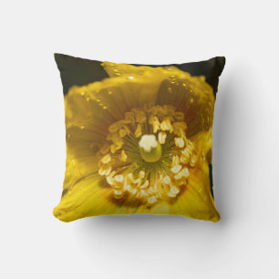Poppy Flower Yellow Cushion