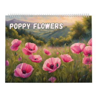 Poppy Flowers Art, Beautiful Meadows Nature  Calendar