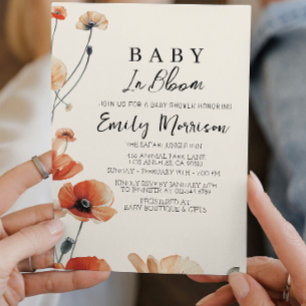 Poppy Flowers Baby in bloom Coming Baby Shower  Invitation
