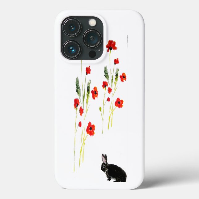 Poppy Flowers Bunny Rabbit Art Case-Mate iPhone Case (Back)