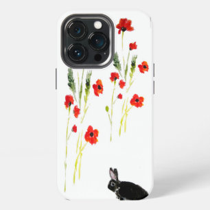 Poppy Flowers Bunny Rabbit Art iPhone Case