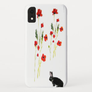 Poppy Flowers Bunny Rabbit Floral iPhone XR Case