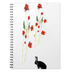 Poppy Flowers Bunny Rabbit Notebook