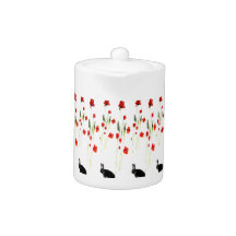 Poppy Flowers Bunny Rabbits Floral
