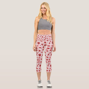 Poppy Flowers Capri Leggings