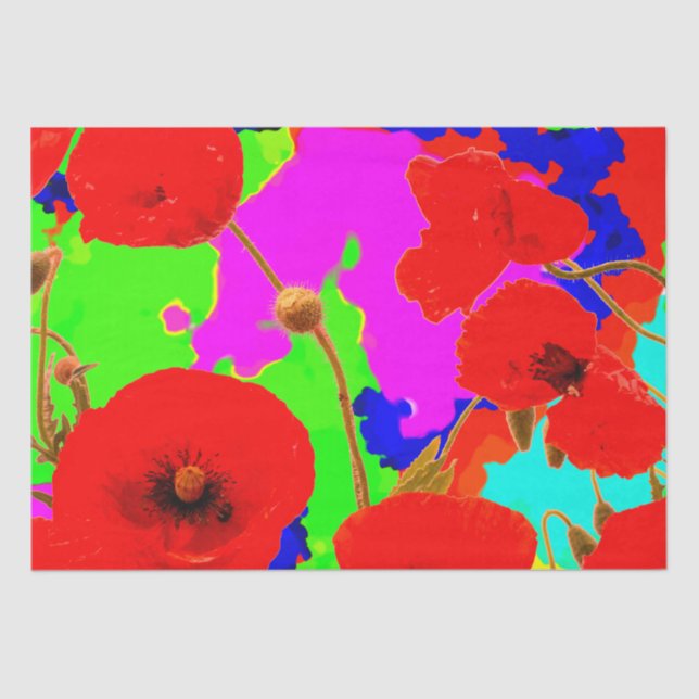 Poppy Flowers Colourful Bright Art Floral Abstract Tissue Paper (Front)