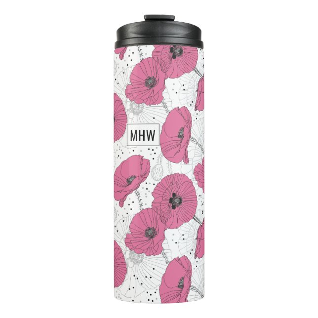 Poppy Flowers custom monogram tumbler (Front)