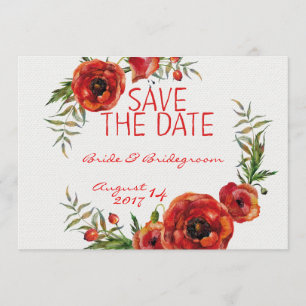 Poppy Flowers Floral Save the Date Wedding