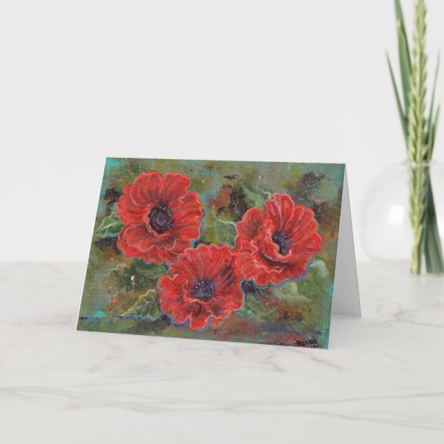 poppy flowers greeting card by Renee Lavoie (Front)