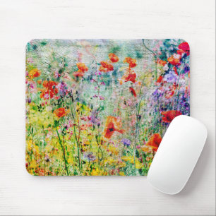 Poppy Flowers In The Meadow Cute Nature Outdoor Mouse Pad