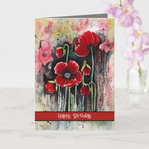 Poppy Flowers In Watercolor   Card