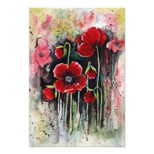 Poppy Flowers In Watercolor Photo Print
