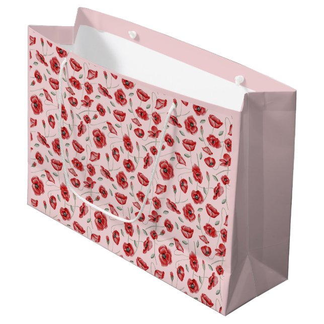 Poppy Flowers Large Gift Bag (Front Angled)
