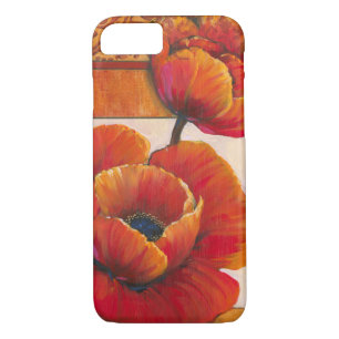 Poppy Flowers on Tan and Orange Background iPhone 8/7 Case