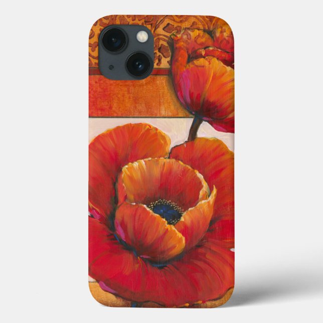 Poppy Flowers on Tan and Orange Background Case-Mate iPhone Case (Back)