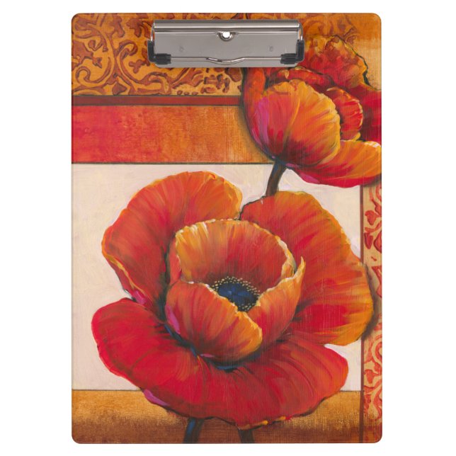 Poppy Flowers on Tan and Orange Background Clipboard (Front)