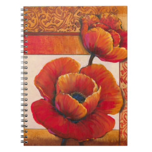 Poppy Flowers on Tan and Orange Background Notebook