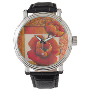 Poppy Flowers on Tan and Orange Background Watch