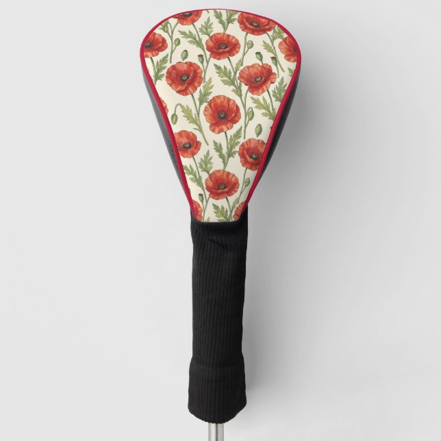 Poppy flowers pattern golf head cover (Front)