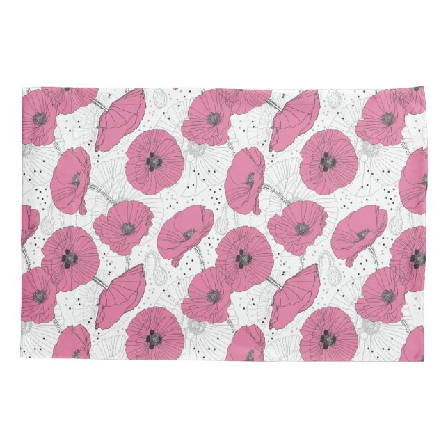 Poppy Flowers Pattern pillowcases (Back)
