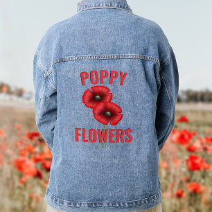 Poppy Flowers Personalised Womens Denim Jacket