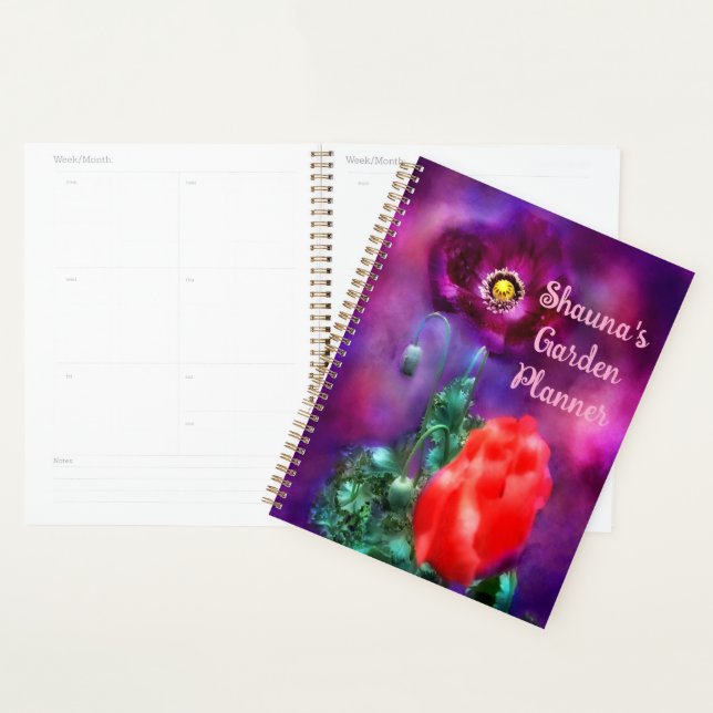 Poppy Flowers Purple Coral Floral Garden Planner (Display)