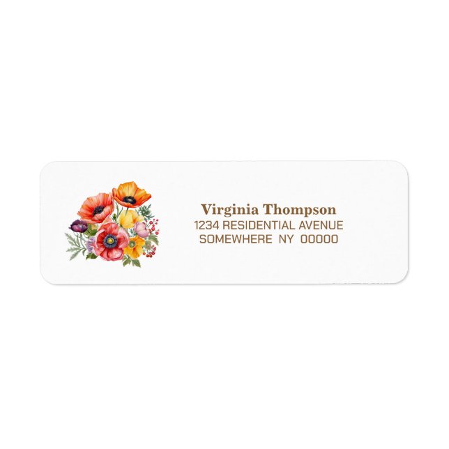 Poppy Flowers Return Address Label (Front)