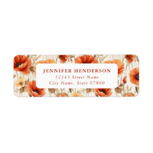 Poppy Flowers Return Address Labels