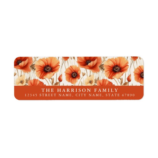 Poppy Flowers Return Address Labels (Front)