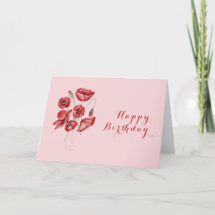 Poppy Flowers Thank You Card