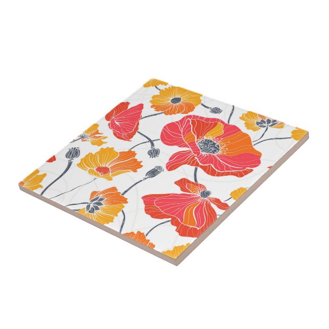 Poppy Flowers Tile (Side)