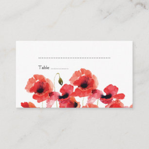 Poppy Flowers Wedding Escort Card