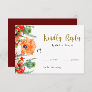 Poppy Flowers Wedding RSVP Card