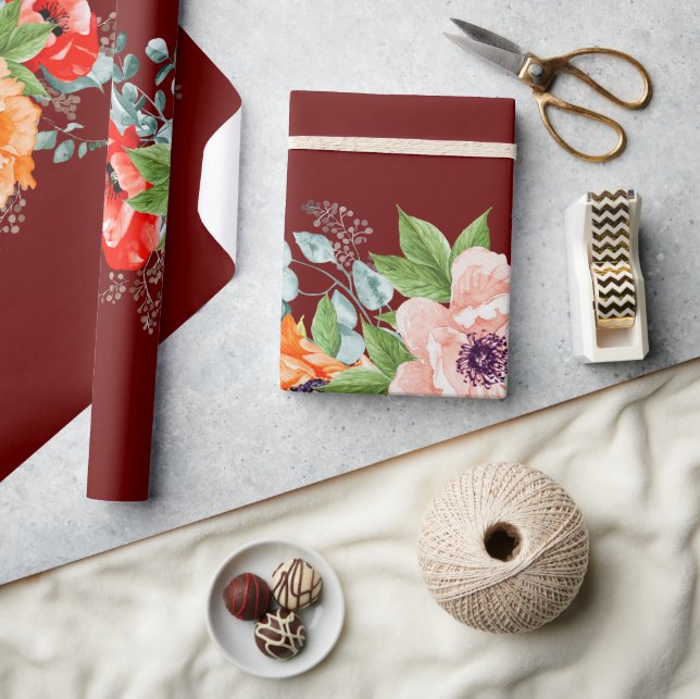 Poppy Flowers Wedding Wrapping Paper (Crafts)