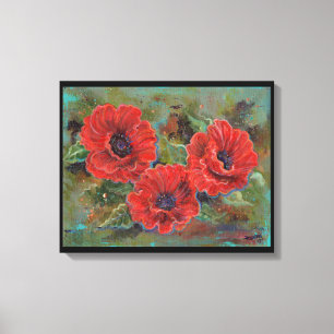 Poppy flowers wrapped canvas print by Renee Lavoie