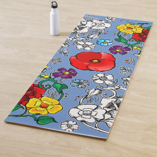 poppy flowers yoga mat